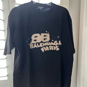 Balenciaga Black and White Graphic Tee